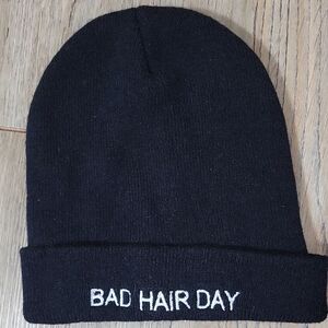 Ardene Black Beanie with Embroidered Text